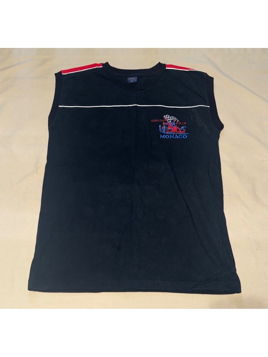 Other - Vintage Monaco Grand Prix Embroidered Sleeveless Racing Shirt Black Medium